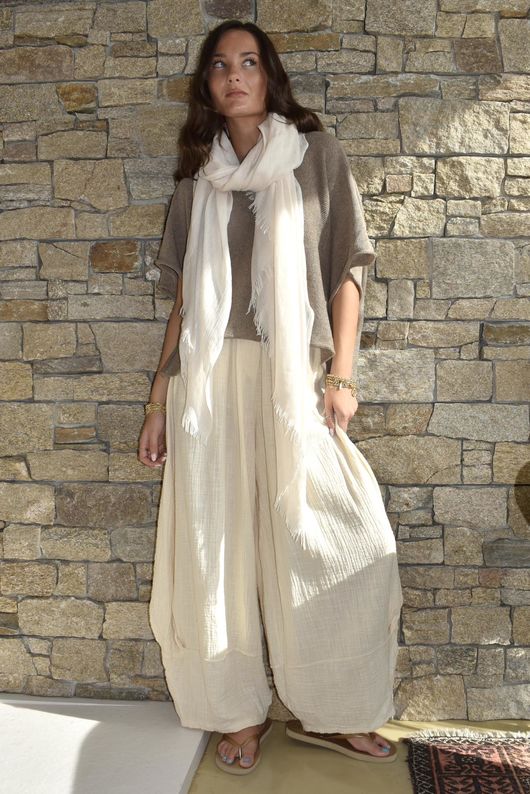 Tasha Cushion Cotton Balloon Barrel Pant Vanilla